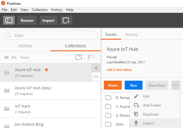 export postman collection