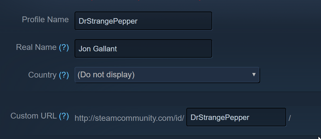 "Steam profile details"