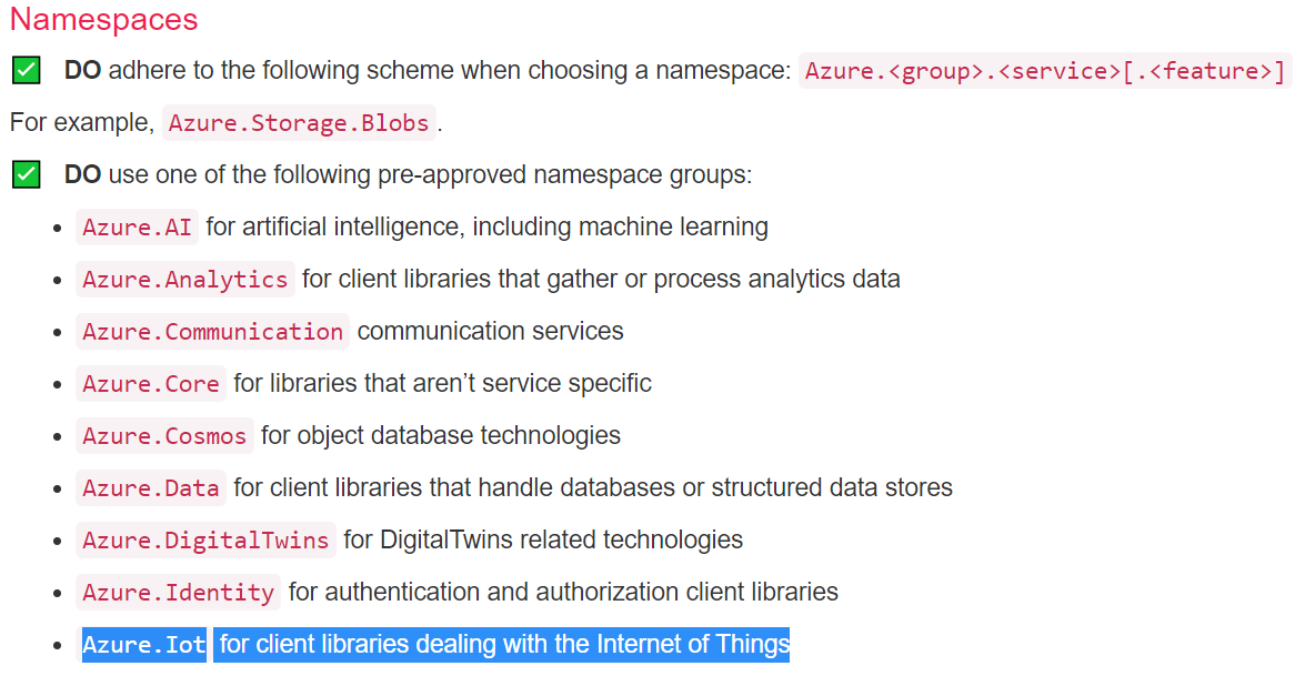 Namespace guidelines