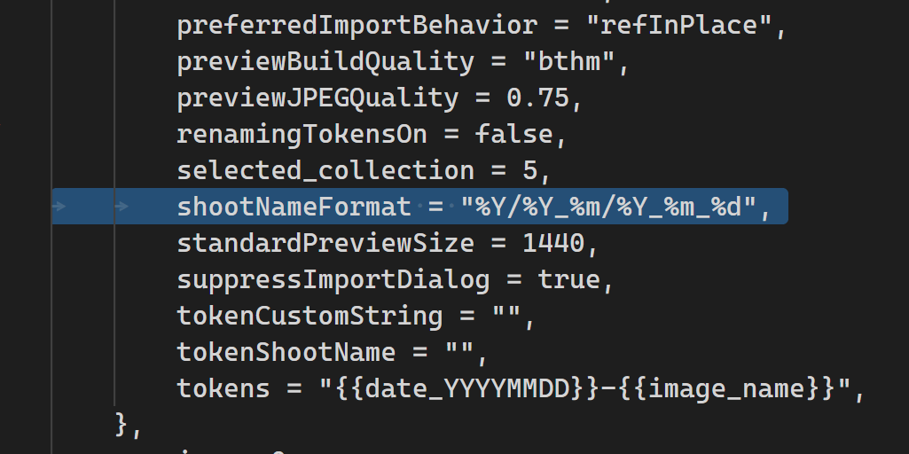 shootNameFormat setting