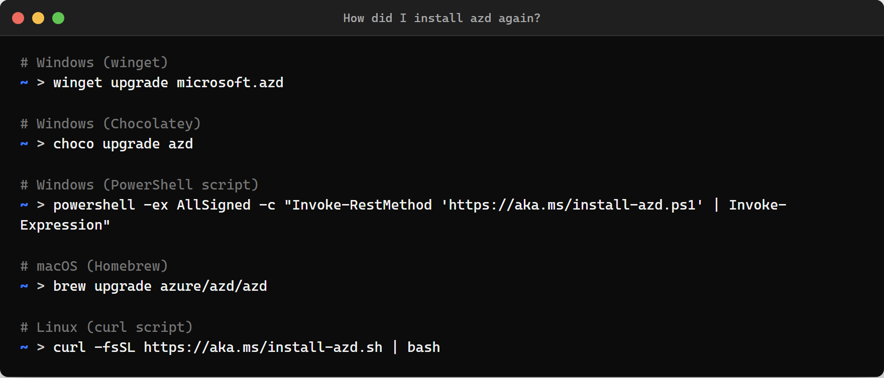 The old experience - having to remember your package manager and run platform-specific commands
