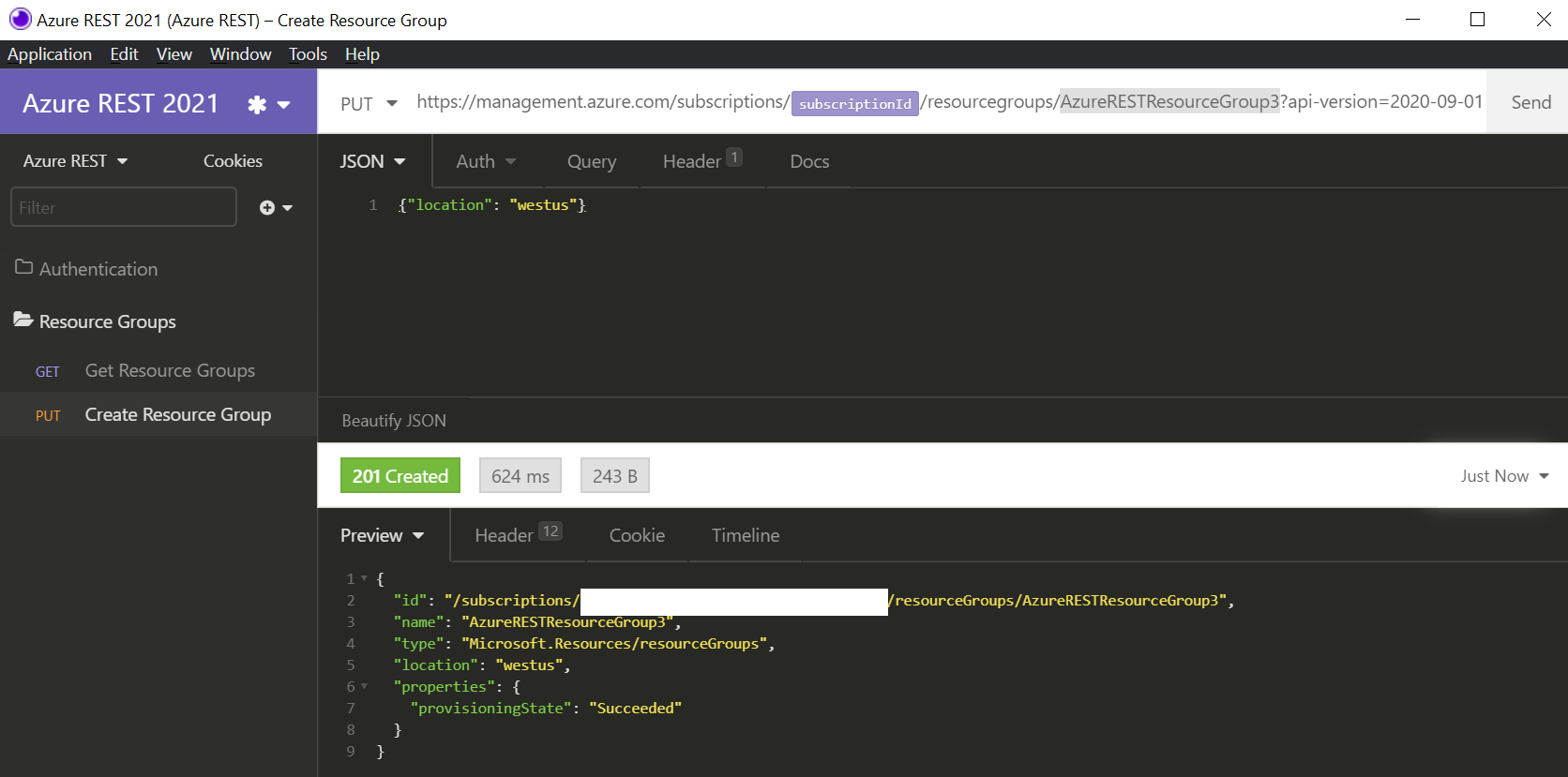 "Create Resource Group"