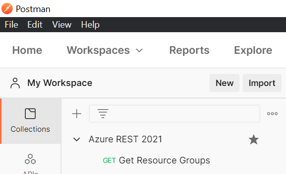 Postman collection in workspace