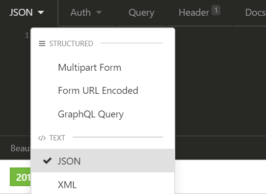Postman body content type