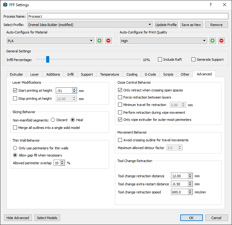 simplify 3d settings