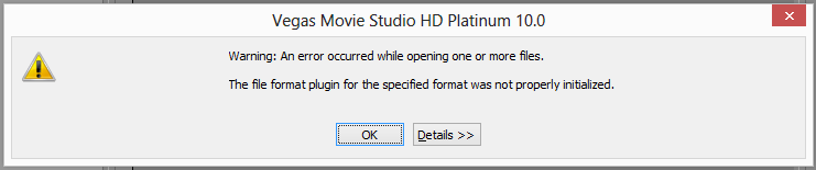 Ошибка в сони вегас an error occurred while opening one or more files