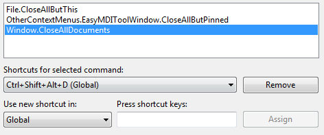 visual studio hotkeys textbox