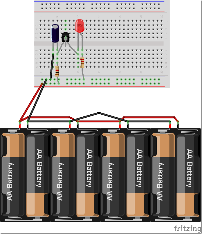 How to build a simple blinking led circuit with a capacitor, transistor and two resistors Jon