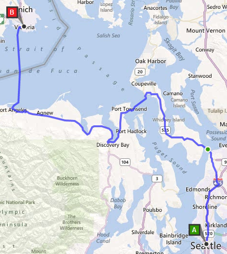 bremerton washington to seattle cruise port map