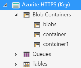 'Blobs in storage explorer'